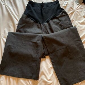 Old Navy Maternity Wide Leg Full Panel Gray Dress Pants Size L